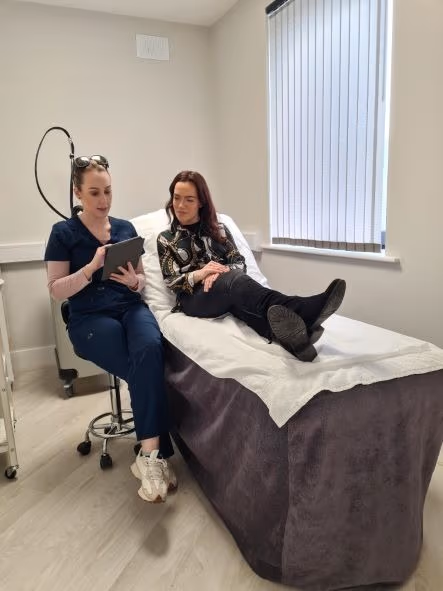 Skin Laine clinic treatment room, advanced skin and laser aesthetics in Ballina, Co. Mayo.