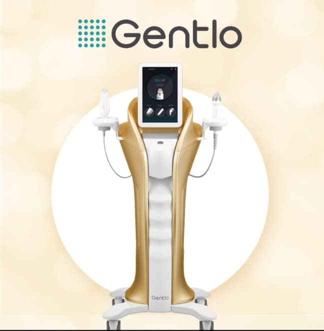 Gentlo RF microneedling device with touchscreen and handpieces, used at Skin Laine, Ballina.